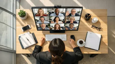 Business professional on a video call — World ID for Zoom can now verify participants are real humans, not deepfakes