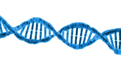 Blue illustration of a DNA double helix — the UK's new AI Biosecurity Lab will use frontier AI to detect and respond to biological threats