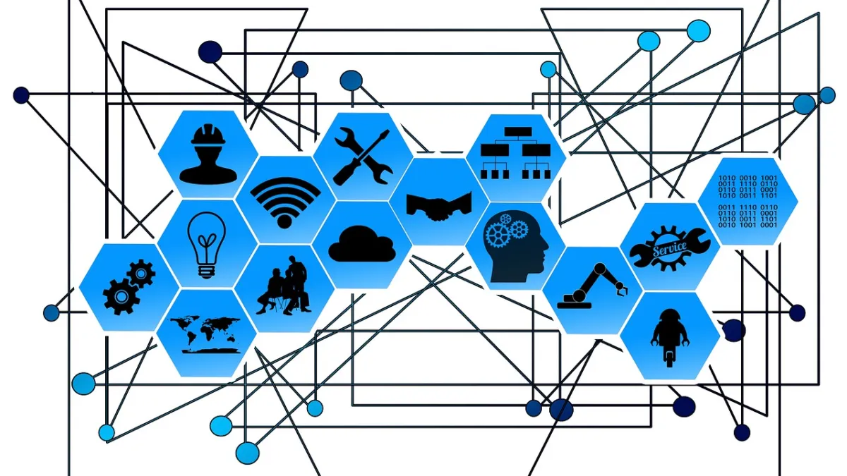 Glowing network nodes connected by lines — open AI agent standards bring vendors together