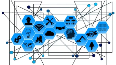 Glowing network nodes connected by lines — open AI agent standards bring vendors together