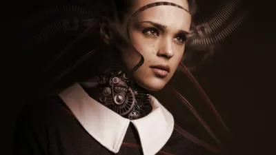 Futuristic female cyborg portrait illustrating the risks behind the Anthropic AI agent false tip incident